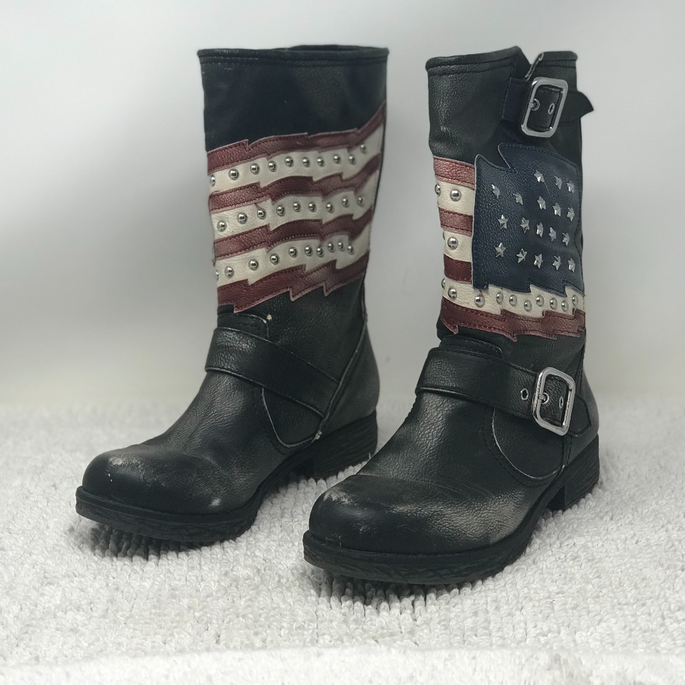 White Mountain Kennedy Black American Flag Size 6 - Picture 1 of 8